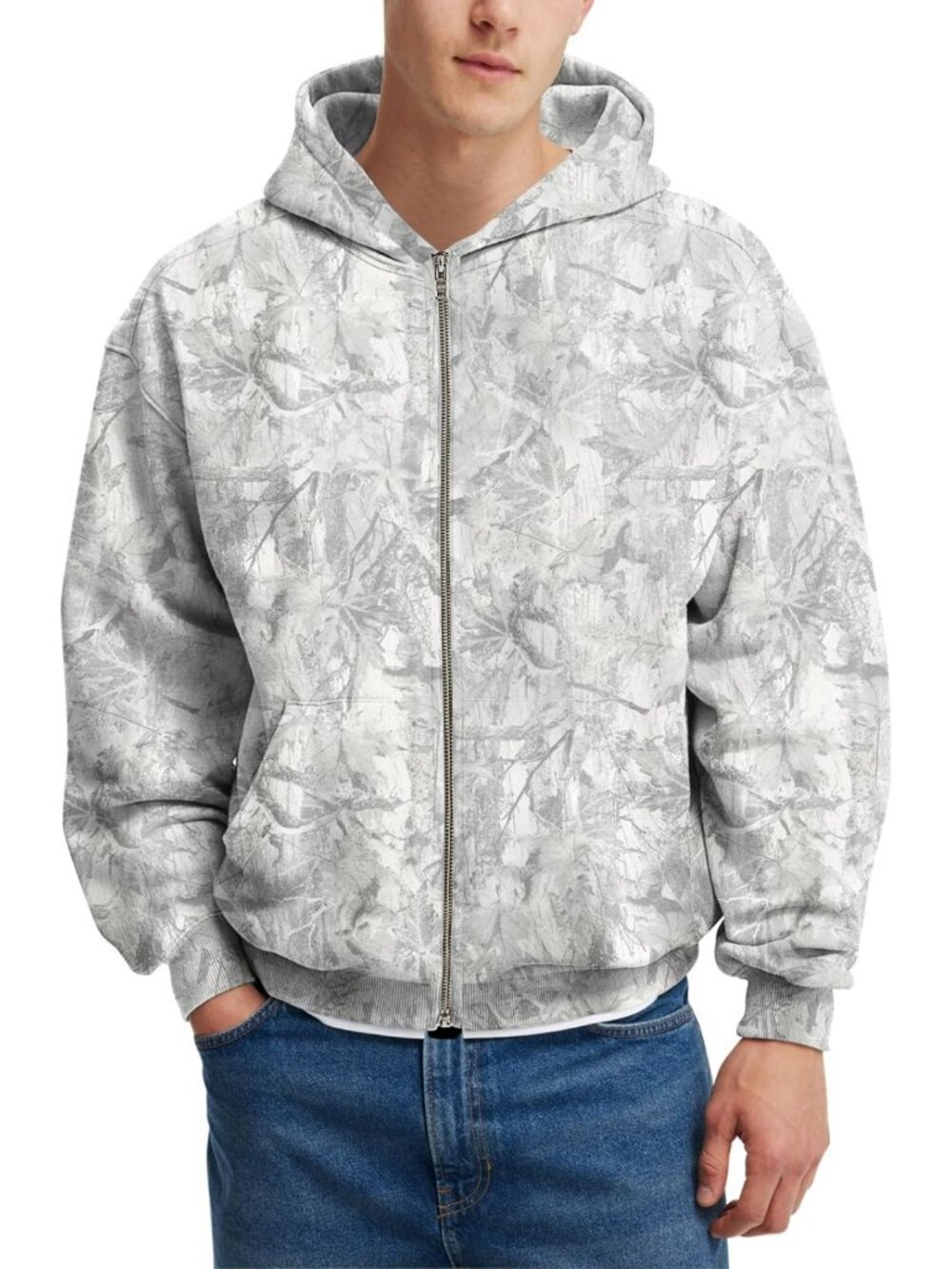 Men's Camo Zip-Up Hoodie | Fleece Hunting Jacket | Oversized Long Sleeve